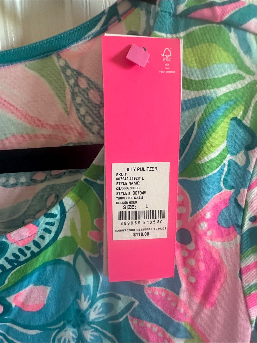 Lilly Pulitzer Pink & Teal Floral Swing Dress - Picture 5 of 5